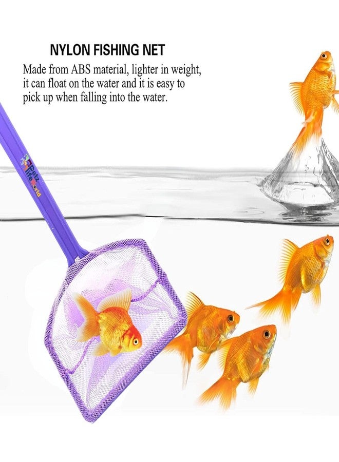 شبكة صيد أسماك أحواض السمك VAYINATO® بنفسجية (قطعتان) مقاس 6 بوصات، شبكة صيد ناعمة من النايلون الدقيق مناسبة للأسماك الصغيرة والروبيان، من إنتاج Petzlifeworld - Image 2